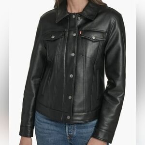 NWT Levi's Faux Leather Tucker Black Jacket Size M Moto Streetwear Retro Utility